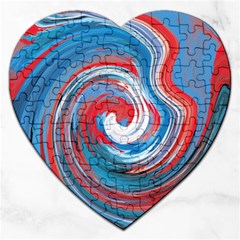 Red And Blue Rounds Jigsaw Puzzle (heart) by berwies