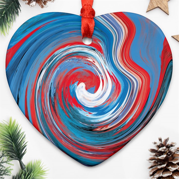 red and blue rounds Heart Ornament (Two Sides)