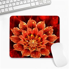 Beautiful Ruby Red Dahlia Fractal Lotus Flower Large Mousepads by jayaprime