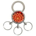 Beautiful Ruby Red Dahlia Fractal Lotus Flower 3-Ring Key Chains Front