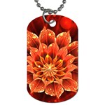 Beautiful Ruby Red Dahlia Fractal Lotus Flower Dog Tag (Two Sides) Back