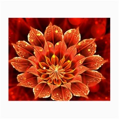 Beautiful Ruby Red Dahlia Fractal Lotus Flower Small Glasses Cloth by jayaprime