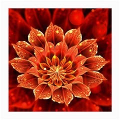 Beautiful Ruby Red Dahlia Fractal Lotus Flower Medium Glasses Cloth by jayaprime