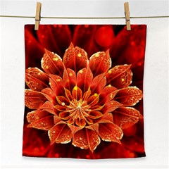 Beautiful Ruby Red Dahlia Fractal Lotus Flower Face Towel by jayaprime