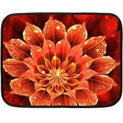 Beautiful Ruby Red Dahlia Fractal Lotus Flower Fleece Blanket (mini) by jayaprime