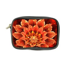 Beautiful Ruby Red Dahlia Fractal Lotus Flower Coin Purse by jayaprime