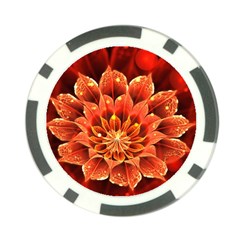 Beautiful Ruby Red Dahlia Fractal Lotus Flower Poker Chip Card Guard (10 Pack) by jayaprime