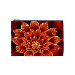 Beautiful Ruby Red Dahlia Fractal Lotus Flower Cosmetic Bag (medium)  by jayaprime