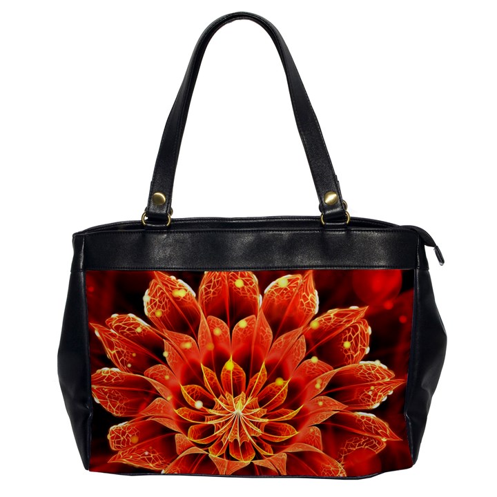 Beautiful Ruby Red Dahlia Fractal Lotus Flower Office Handbags