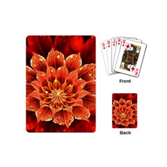 Beautiful Ruby Red Dahlia Fractal Lotus Flower Playing Cards (mini)  by jayaprime