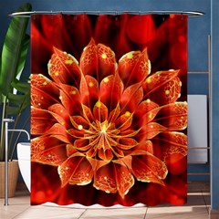 Beautiful Ruby Red Dahlia Fractal Lotus Flower Shower Curtain 60  X 72  (medium)  by jayaprime