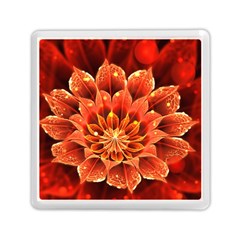 Beautiful Ruby Red Dahlia Fractal Lotus Flower Memory Card Reader (square)  by jayaprime