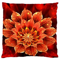 Beautiful Ruby Red Dahlia Fractal Lotus Flower Large Cushion Case (one Side) by jayaprime