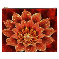 Beautiful Ruby Red Dahlia Fractal Lotus Flower Cosmetic Bag (xxxl)  by jayaprime