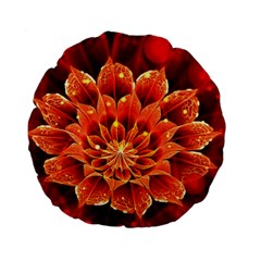 Beautiful Ruby Red Dahlia Fractal Lotus Flower Standard 15  Premium Flano Round Cushions by jayaprime