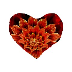 Beautiful Ruby Red Dahlia Fractal Lotus Flower Standard 16  Premium Flano Heart Shape Cushions by jayaprime