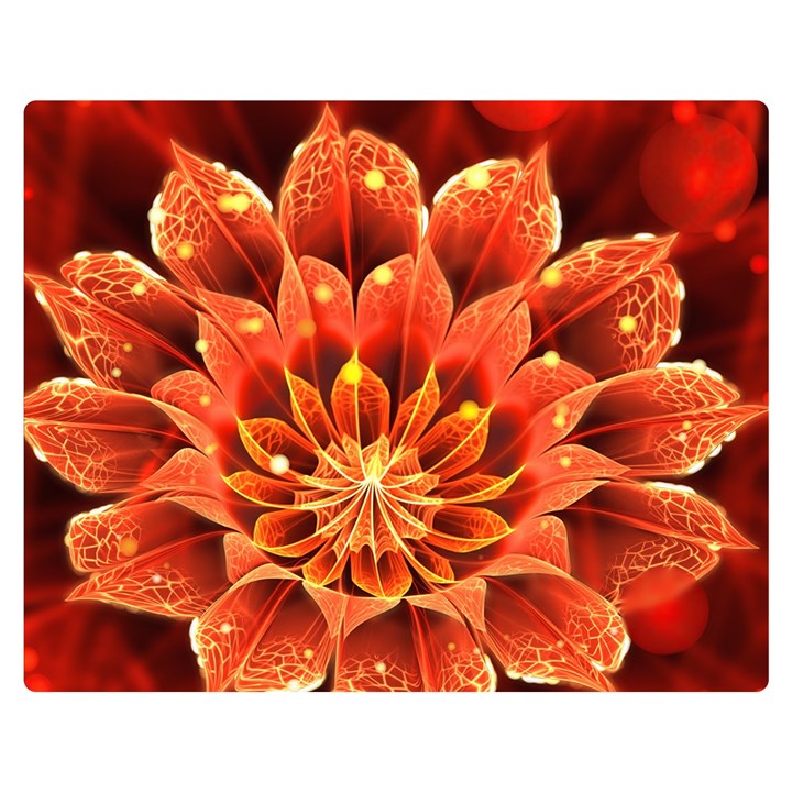 Beautiful Ruby Red Dahlia Fractal Lotus Flower Double Sided Flano Blanket (Medium) 