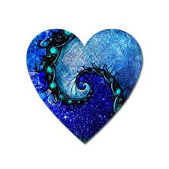 Nocturne Of Scorpio, A Fractal Spiral Painting Heart Magnet by jayaprime