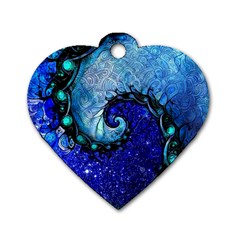 Nocturne Of Scorpio, A Fractal Spiral Painting Dog Tag Heart (one Side) by jayaprime