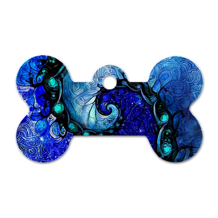 Nocturne of Scorpio, a Fractal Spiral Painting Dog Tag Bone (Two Sides)