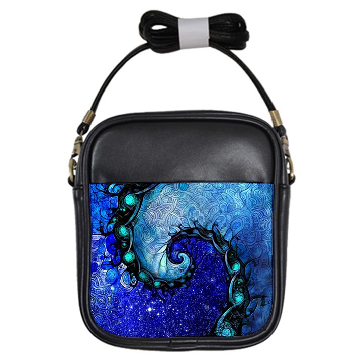 Nocturne of Scorpio, a Fractal Spiral Painting Girls Sling Bags