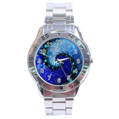 Nocturne Of Scorpio, A Fractal Spiral Painting Stainless Steel Analogue Watch by jayaprime