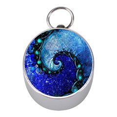 Nocturne Of Scorpio, A Fractal Spiral Painting Mini Silver Compasses by jayaprime