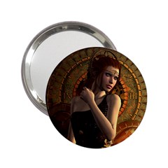 Wonderful Steampunk Women With Clocks And Gears 2 25  Handbag Mirrors by FantasyWorld7