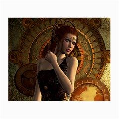 Wonderful Steampunk Women With Clocks And Gears Small Glasses Cloth by FantasyWorld7