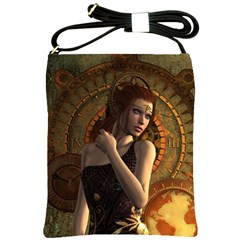 Wonderful Steampunk Women With Clocks And Gears Shoulder Sling Bags by FantasyWorld7