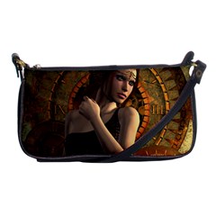 Wonderful Steampunk Women With Clocks And Gears Shoulder Clutch Bags by FantasyWorld7