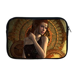 Wonderful Steampunk Women With Clocks And Gears Apple Macbook Pro 17  Zipper Case by FantasyWorld7