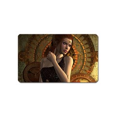 Wonderful Steampunk Women With Clocks And Gears Magnet (name Card) by FantasyWorld7