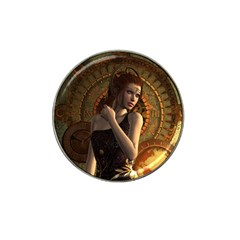 Wonderful Steampunk Women With Clocks And Gears Hat Clip Ball Marker by FantasyWorld7