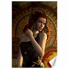 Wonderful Steampunk Women With Clocks And Gears Canvas 12  X 18   by FantasyWorld7