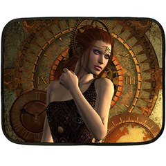 Wonderful Steampunk Women With Clocks And Gears Fleece Blanket (mini) by FantasyWorld7