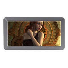 Wonderful Steampunk Women With Clocks And Gears Memory Card Reader (mini) by FantasyWorld7