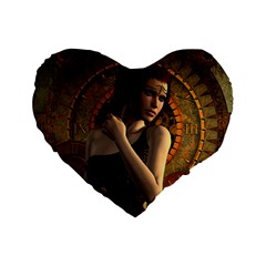 Wonderful Steampunk Women With Clocks And Gears Standard 16  Premium Heart Shape Cushions by FantasyWorld7