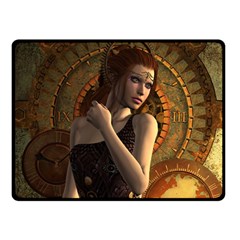 Wonderful Steampunk Women With Clocks And Gears Double Sided Fleece Blanket (small)  by FantasyWorld7