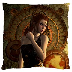 Wonderful Steampunk Women With Clocks And Gears Standard Flano Cushion Case (two Sides) by FantasyWorld7