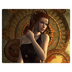 Wonderful Steampunk Women With Clocks And Gears Double Sided Flano Blanket (medium)  by FantasyWorld7