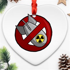 No Nuclear Weapons Heart Ornament (two Sides) by Valentinaart