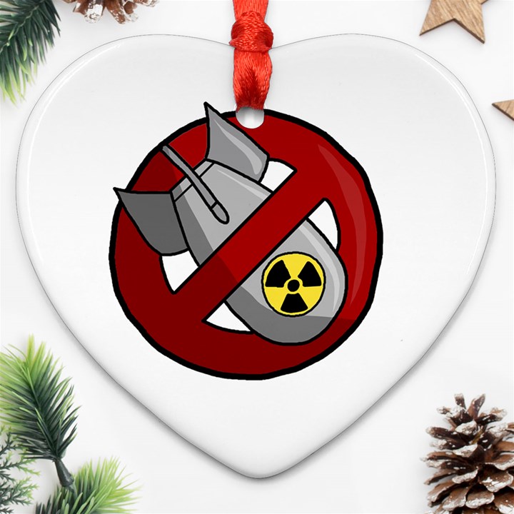 No nuclear weapons Heart Ornament (Two Sides)