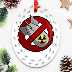 No Nuclear Weapons Ornament (oval Filigree) by Valentinaart