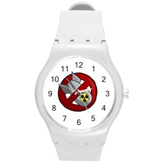 No Nuclear Weapons Round Plastic Sport Watch (m)