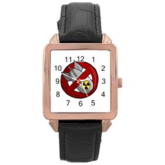 No Nuclear Weapons Rose Gold Leather Watch  by Valentinaart