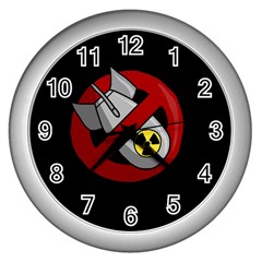 No Nuclear Weapons Wall Clocks (silver) 