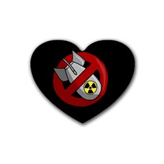 No Nuclear Weapons Rubber Coaster (heart)  by Valentinaart