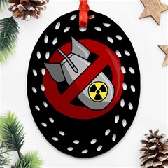 No Nuclear Weapons Ornament (oval Filigree) by Valentinaart