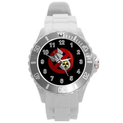 No Nuclear Weapons Round Plastic Sport Watch (l) by Valentinaart